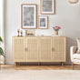 62.20"Elegant and Functional 4-Door Rattan Decorative Storage Cabinet,for Bedroom,Living Room,Office,Easy Assembl - V.I.P Digital Presence