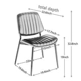 2-piece retro linen chair set with curved wooden backrest, cushioned seat, adjustable metal legs, (Black PU) - V.I.P Digital Presence