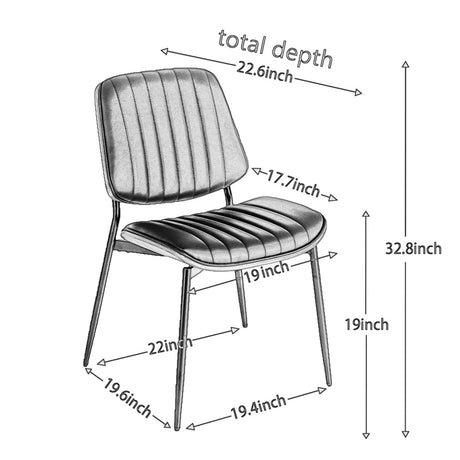 2-piece retro linen chair set with curved wooden backrest, cushioned seat, adjustable metal legs, (Black PU) - V.I.P Digital Presence