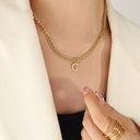 Brass Inlaid Zircon Letter Pendant Necklace - V.I.P Digital Presence