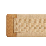 Woven Design Natural Oak Wood Dining Bench Bed Bench for Dining Room, Bedroom, Bathroom - V.I.P Digital Presence