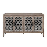 Hollow Four Door Antique Cabinet, American Country Style, Suitable for Living Room, TV Cabinet, Kitchen (Brown) - V.I.P Digital Presence