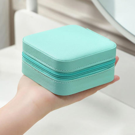Portable Leather Jewelry Box Candy Color Travel Storage Upgrade With Mirror Earrings Rings Display Organizer Mother's Day Gift - V.I.P Digital Presence