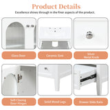 24" Bathroom Vanity with Sink, Bathroom Vanity Cabinet with One Drawer and Doors, Adjustable Shelf, Solid Wood and MDF, White - V.I.P Digital Presence
