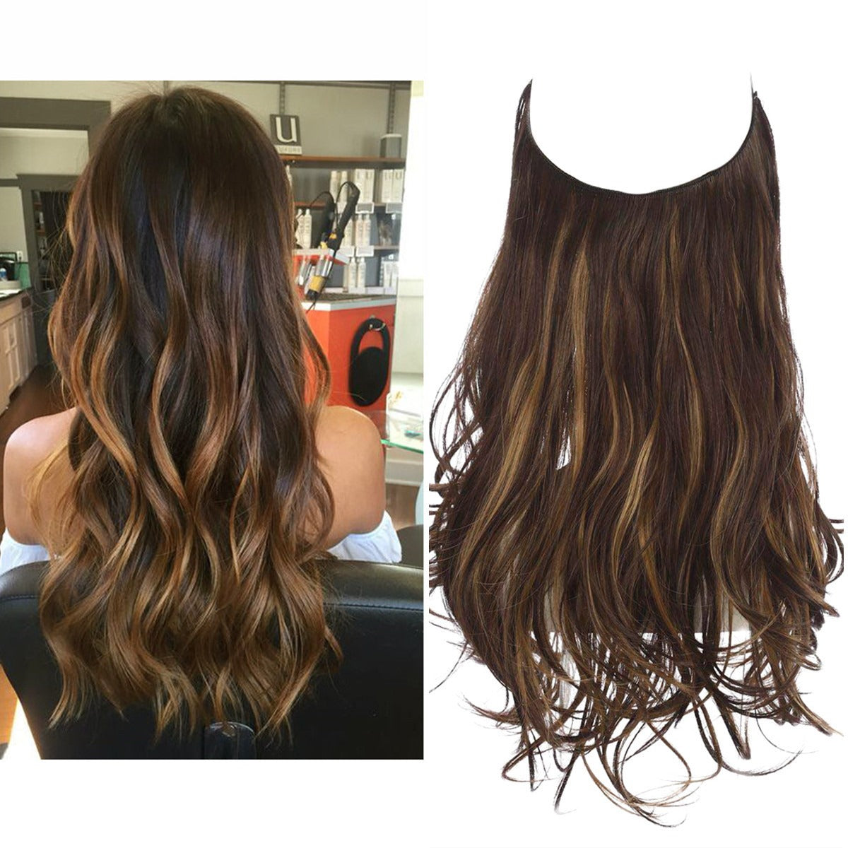 European And American Wig Piece Female Fishline Hair Extension Piece Chemical Fiber Matte High Temperature Silk Long Curly Human Hair - V.I.P Digital Presence