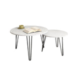 27.56'' Round Nesting Coffee Table Set of 2, Circular Nesting End Table Set Sturdy Metal Base for Living Room, bedroom, White - V.I.P Digital Presence
