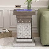 U-Can 11.8-inch silver square mirror coffee table with LED lights, modern crystal inlaid side table, no assembly required - V.I.P Digital Presence
