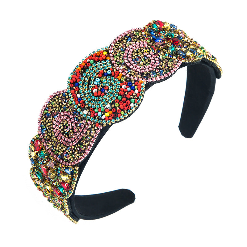 Hair Hoop Fashion Trend Color Rhinestone Head Hoop Luxury Wide Side Heavy Industry Party Hair Accessories Head Hoop - V.I.P Digital Presence