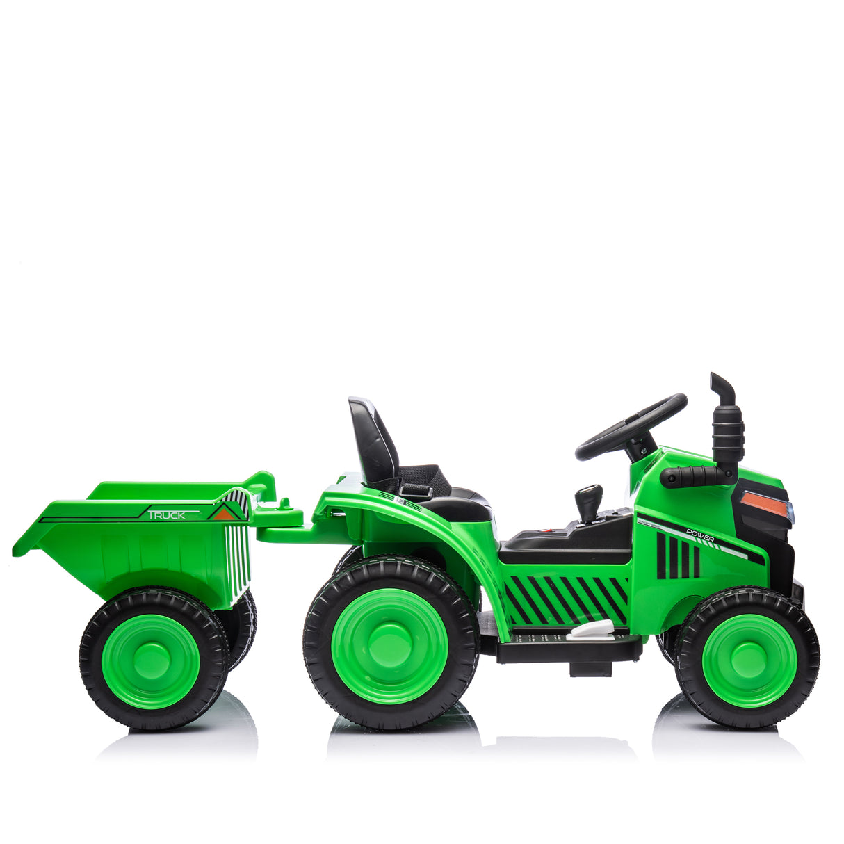 12V children ride the electric tractor "Black Knight" with a detachable storage tugboat and power display screen. - V.I.P Digital Presence