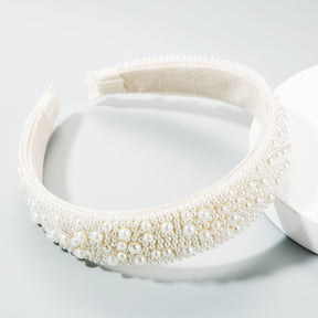 Trend Light Luxury Pearl Headband Hair Accessories Bride Retro Headwear Hand-Sewn Sponge Wide-Brimmed Headband - V.I.P Digital Presence