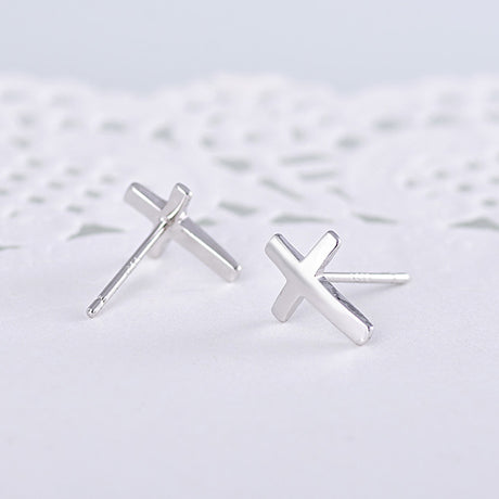 S925 sterling silver earrings fashionable earrings for women smooth cross earrings - V.I.P Digital Presence