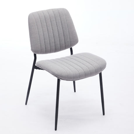 2-piece retro linen chair set with curved wooden backrest, cushioned seat, adjustable metal legs, (gray linen) - V.I.P Digital Presence