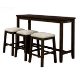 TOPMAX 4 Pieces Counter Height Table with Fabric Padded Stools, Rustic Bar Dining Set with Socket, Brown - V.I.P Digital Presence