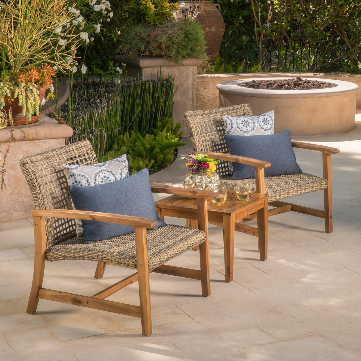 HAMPTON WOOD + WICKER CLUB CHAIR ( set of 2) - V.I.P Digital Presence