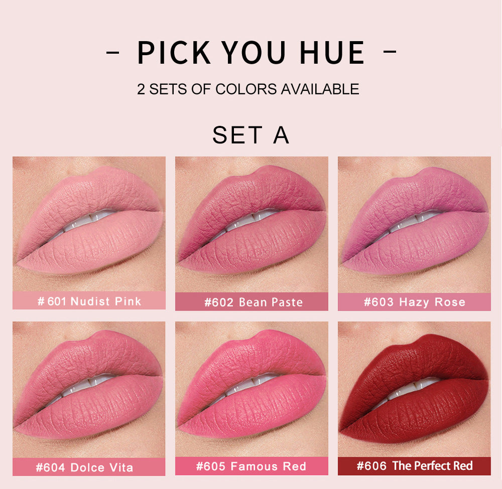 HANDAIYAN Makeup Crystal Square Tube Lipstick Small Ice Cube Matte Matte Lipstick Set 6 Pack - V.I.P Digital Presence