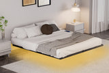 Floating Bed Frame King Size with LED Lights ＆ charging station, Metal Platform Queen Bed, 79.9'' L x 76.2'' W x 7.9'' H. - V.I.P Digital Presence