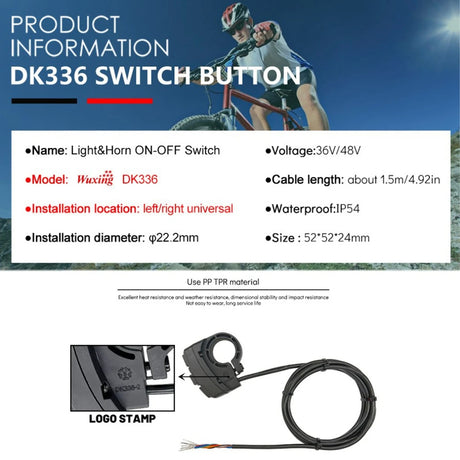48V/36V 1.5 m Electric Bike Scooter Light Switch for Motorcycle Button Turn Signal Light For Motorcycle Electric Bike Scooter - V.I.P Digital Presence