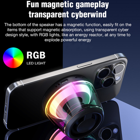 Magnetic Speaker Phone Holder Portable RGB Light Bluetooth Speaker Subwoofer Outdoor TWS Speaker - V.I.P Digital Presence