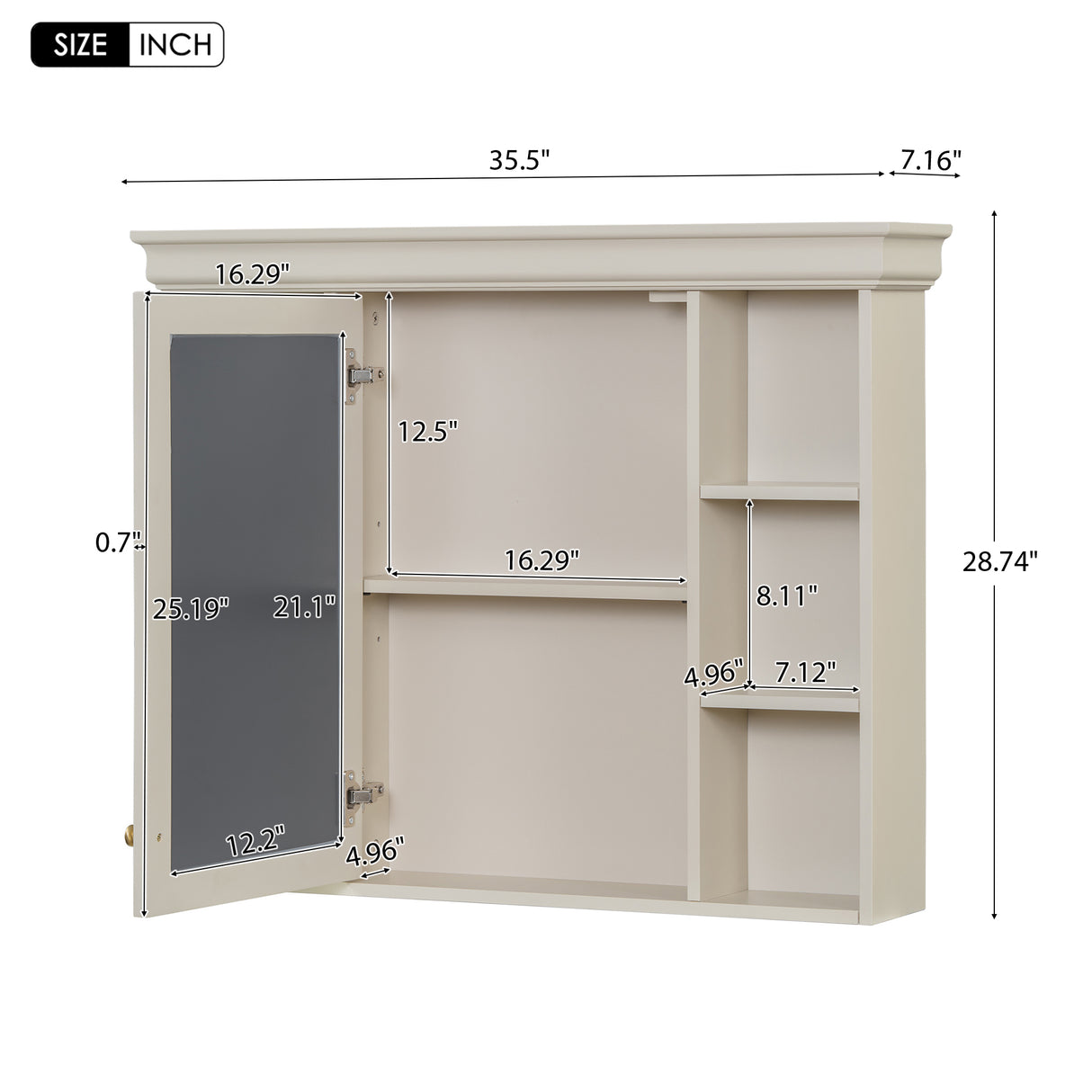 35'' x 28'' Blue Wall Mounted Bathroom Storage Cabinet with Mirror Door, Modern Bathroom Wall Cabinet with Mirror - V.I.P Digital Presence