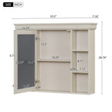 35'' x 28'' Blue Wall Mounted Bathroom Storage Cabinet with Mirror Door, Modern Bathroom Wall Cabinet with Mirror - V.I.P Digital Presence