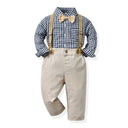 Children's Clothing Autumn Korean Version Multi-Color Plaid Long Sleeve Cotton Shirt Suspenders Boys' Suit - V.I.P Digital Presence