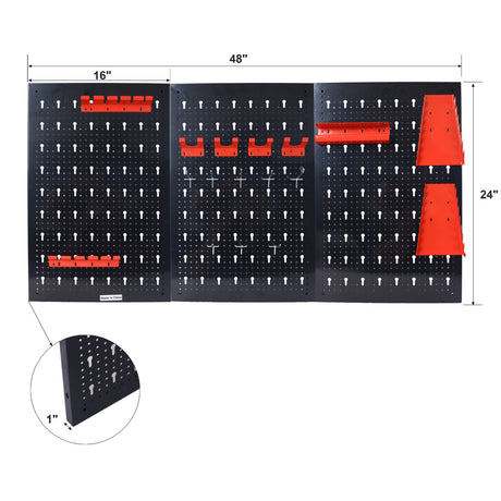 4-foot metal garage nail board tool rack with 3 nail board wall mounted tools for storing nail boards, black - V.I.P Digital Presence