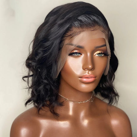 Black Big Wave Wig Chemical Fiber Front Lace Short Curly Hair Matte High Temperature Silk Headgear - V.I.P Digital Presence