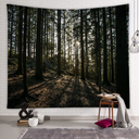 Hermoso tapiz de pared grande con estampado de bosque natural, decoración artística de pared 