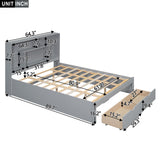 Queen Size Platform Bed with Storage Headboard and 2 Drawers, Gray - V.I.P Digital Presence