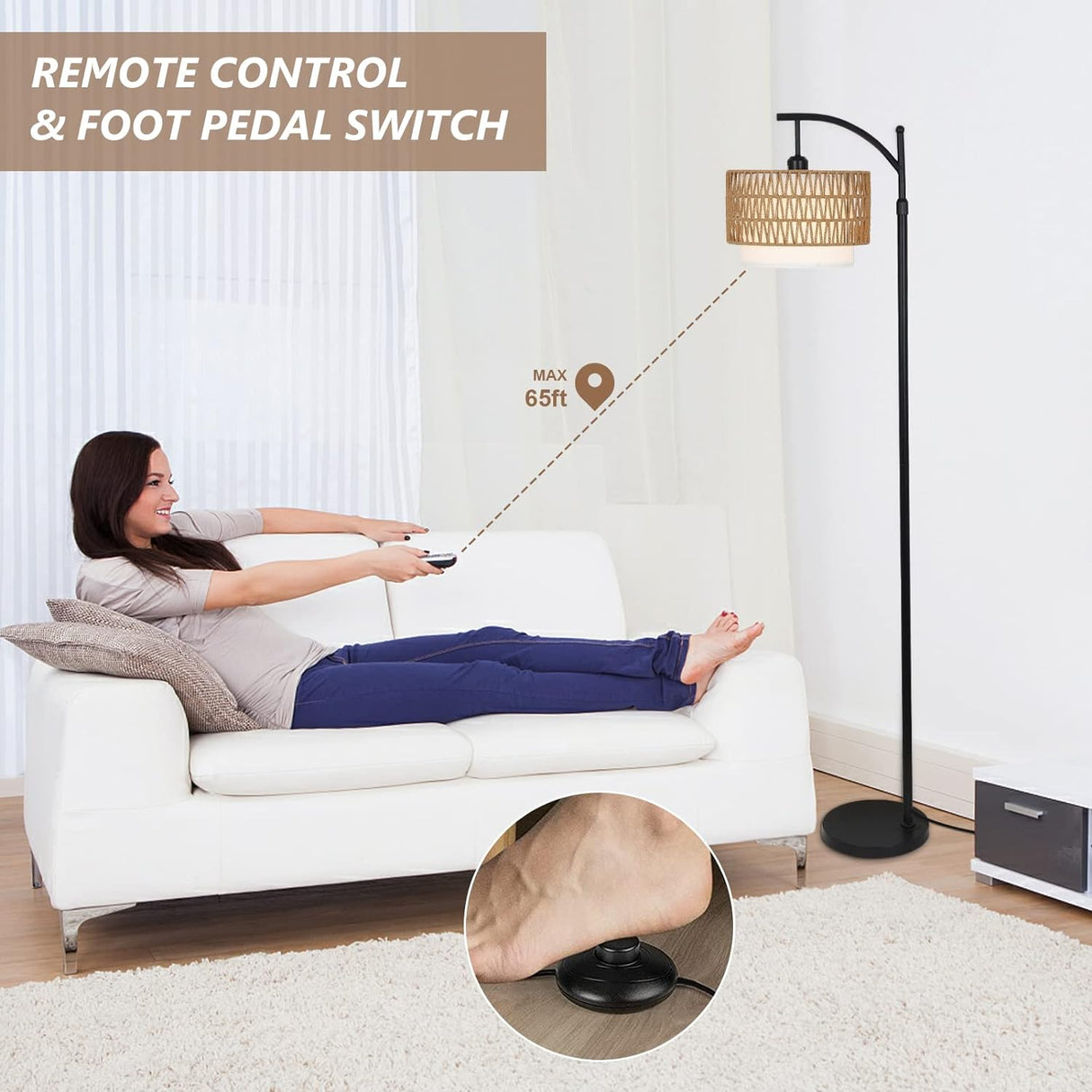 Arc Floor Lamp for Living Room with 3 Color Temperatures, Farmhouse Floor Lamps with Remote & Dimmable Bulb Office - V.I.P Digital Presence