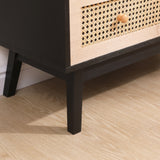 31.5 "3-Drawers Rattan Storage Cabinet Rattan Drawer,for Bedroom,Living Room,Natural drawer and black panel - V.I.P Digital Presence