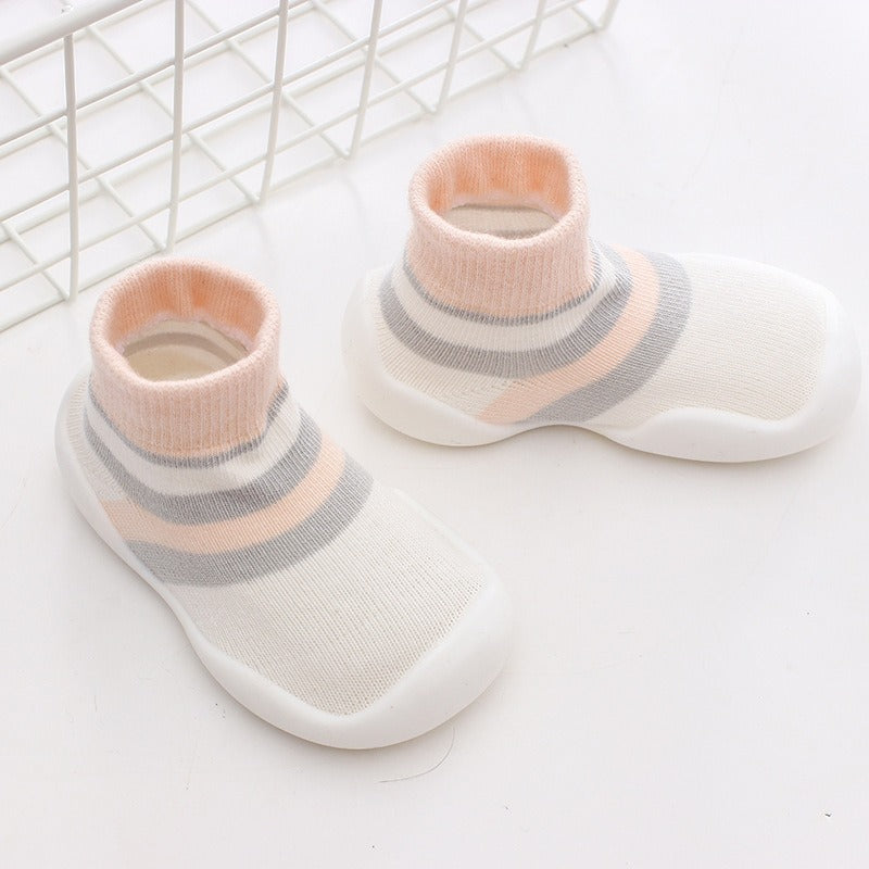 Autumn and Winter Baby Socks Silicone Anti slip Bottom Floor Socks Children's Shoes and Socks Cartoon Rainbow Strips Indoor Walking Shoes and Socks - V.I.P Digital Presence