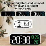 Digital Alarm Clock with Temp, Date, Week. Night Mode. Voice - controlled. 12/24H LED - V.I.P Digital Presence