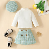 ma&baby 6M-3Y Toddler Infant Newborn Baby Girls Clothes Sets Knit Long Sleeve Tops Plaid Skrits Hat Fall Spring Outfits  D05 - V.I.P Digital Presence
