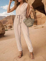 Tied Surplice Sleeveless Jumpsuit - V.I.P Digital Presence