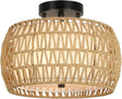 Boho Light Fixtures Ceiling Mount, Rattan Semi Flush Mount Ceiling Light, Farmhouse Light Fixtures with Fabric Shades - V.I.P Digital Presence