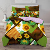 Juego de cama de 3 piezas con estampado de girasoles, edredón con impresión digital 3D. 