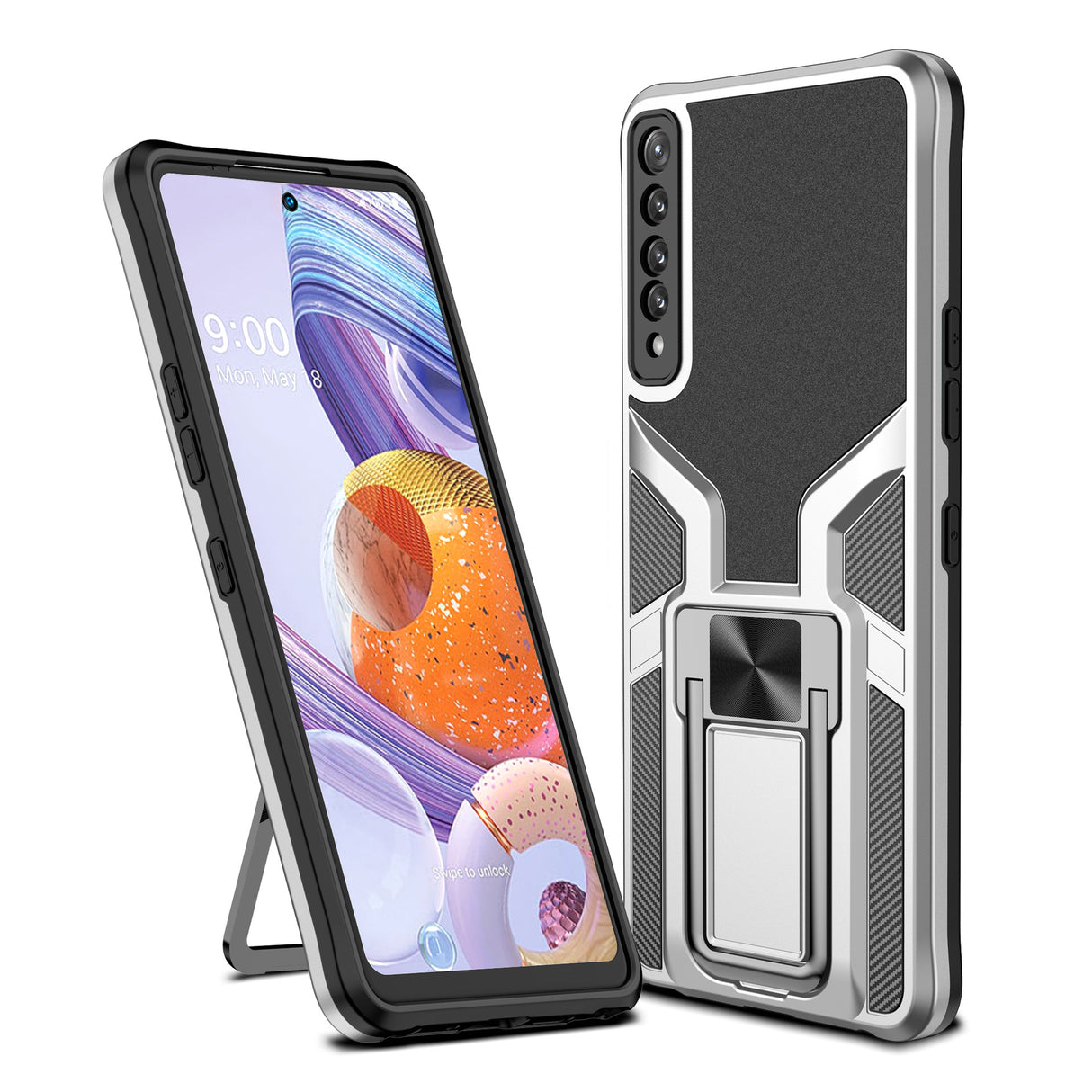 Adecuado para LGSTYLO7 Funda protectora para teléfono móvil LGSTYLO7 Funda magnética con soporte creativo para coche 
