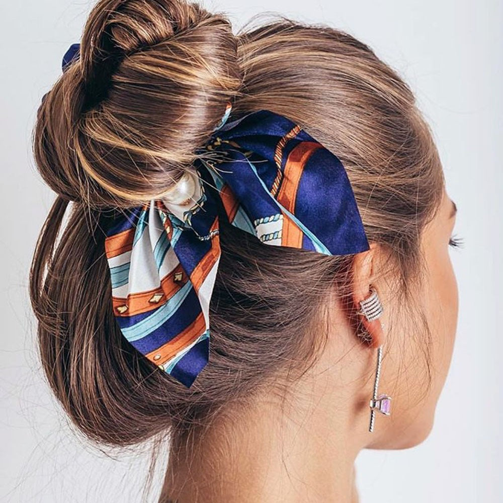 New Pearl Pendant Large Intestine Ring Hair Loop Women's Bundle Hair Knot Big Bow Knot Hair Rope - V.I.P Digital Presence