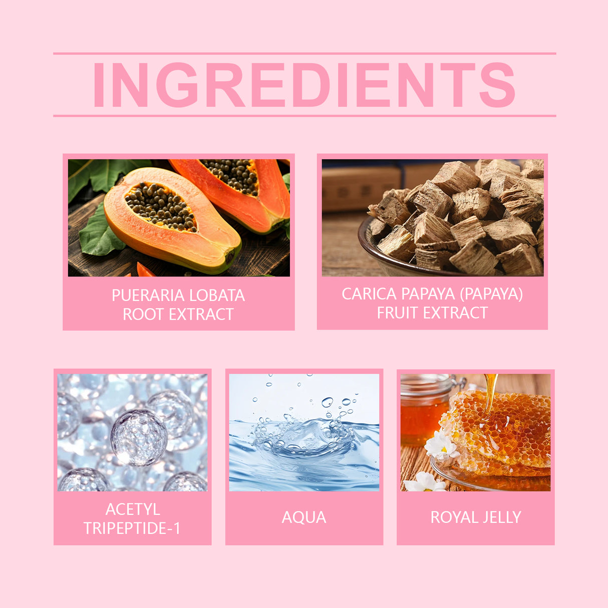 Crema reafirmante de pecho Pueraria Papaya, crema hidratante y reafirmante para el cuidado diario del pecho con masaje.