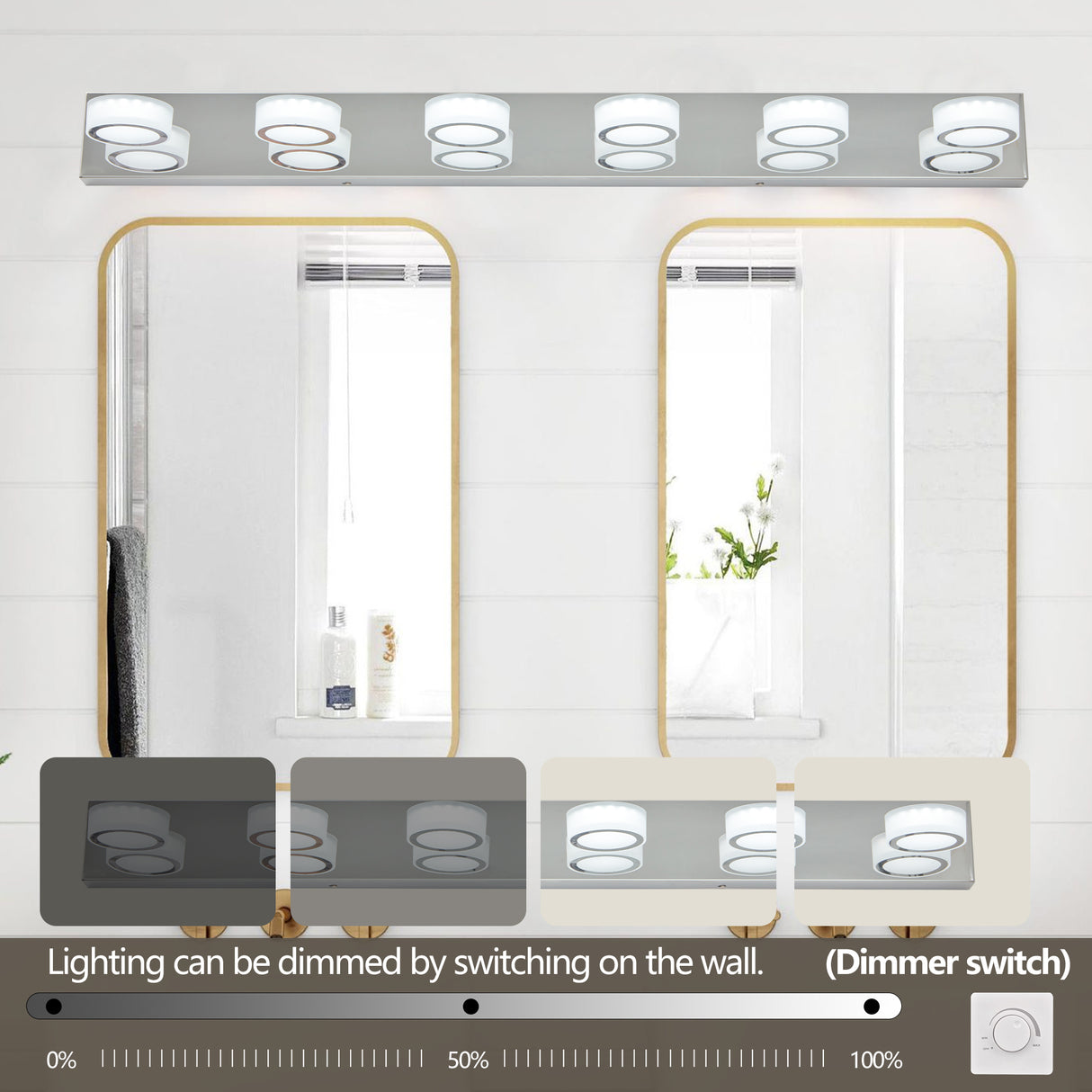 LED Modern Chrome 6-Light Vanity Lights Fixtures Over Mirror Bath Wall Lighting - V.I.P Digital Presence