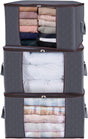 Large capacity clothing storage bag with reinforced handle, thick fabric, foldable, sturdy zipper, 1 set of 3 bags, 90L, gray - V.I.P Digital Presence