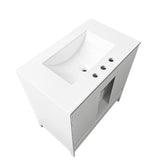 30" Bathroom Vanity with Sink  Multi-functional Bathroom Cabinet with Doors and Drawers Solid Frame and MDF Board, White - V.I.P Digital Presence