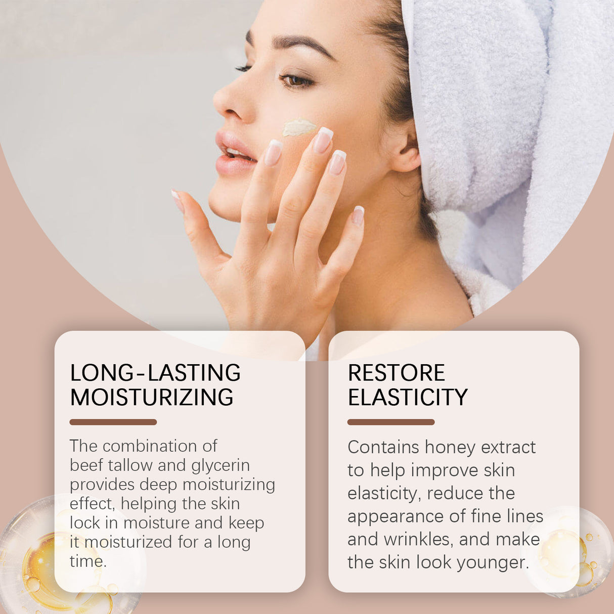 Crema hidratante facial de miel de sebo que hidrata y nutre suavemente la piel.