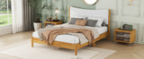 Queen Size Rubber Wooden , Solid Wooden Bed with Teddy Velvet Cushion Upholstered Headboard, Enhanced by Support Feet - V.I.P Digital Presence