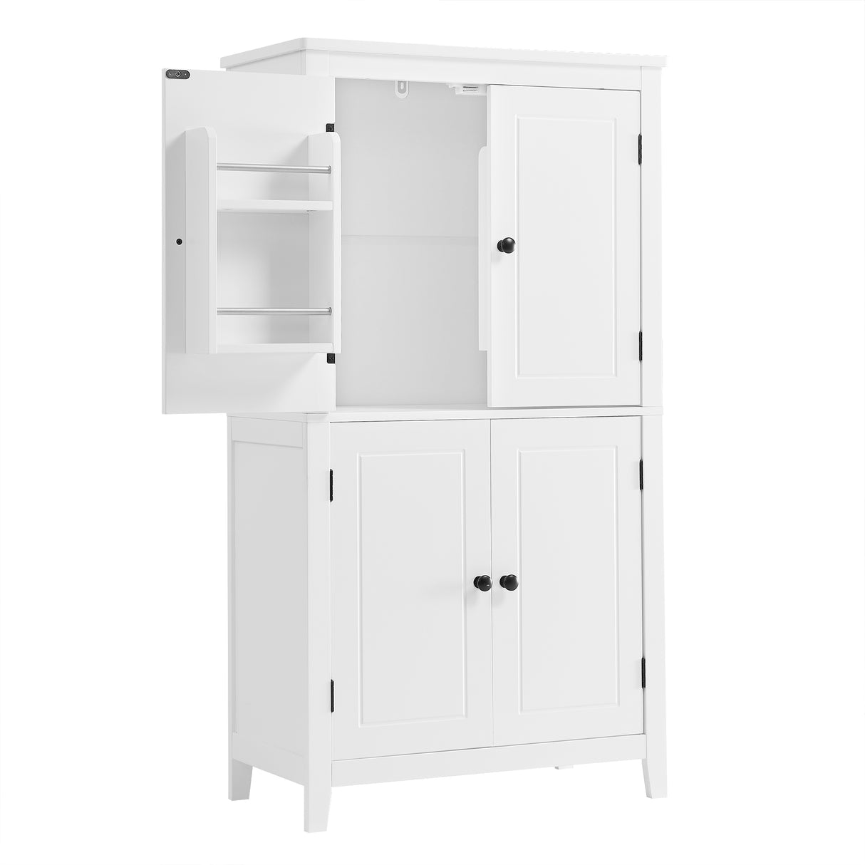 Bathroom floor storage cabinet, bathroom storage unit, 4-door independent cabinet, adjustable shelf, adaptive shelf, white - V.I.P Digital Presence