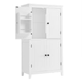 Bathroom floor storage cabinet, bathroom storage unit, 4-door independent cabinet, adjustable shelf, adaptive shelf, white - V.I.P Digital Presence