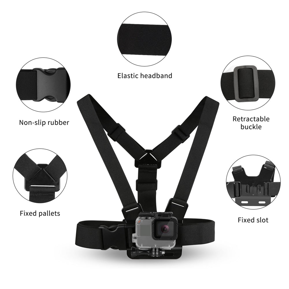 SHOOT Adjustable Harness Chest Strap Head Strap Belt for GoPro Hero 9 8 7 5 Black Xiaomi Yi 4K Sjcam Sj4000 Go Pro 7 8 Accessory - V.I.P Digital Presence