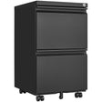 Metal 2 drawer mobile file cabinet with lock, 25.6-inch high legal/letter size file storage cabinet  black - V.I.P Digital Presence
