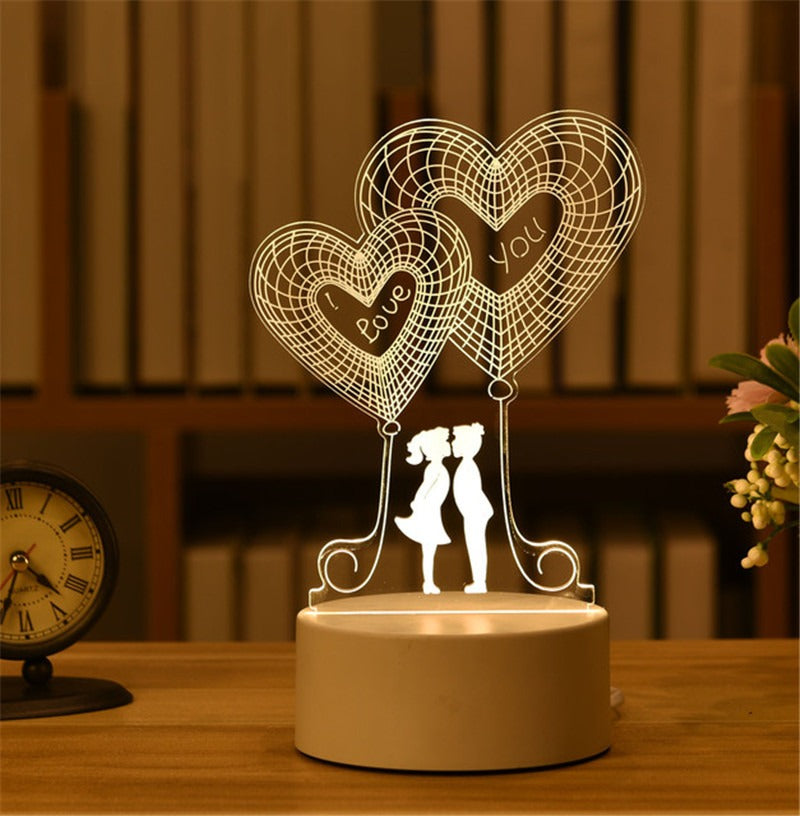 Luz de noche 3D LED, luz de mesa, regalo creativo, luz de cabecera, pequeño regalo para San Valentín, regalo para el día del niño.